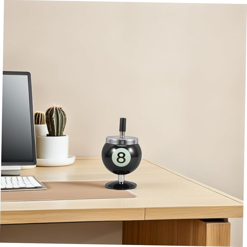 Black Metal Ashtray with Lid Retro Design Office Smoking Tray for Tabletop - Image 5